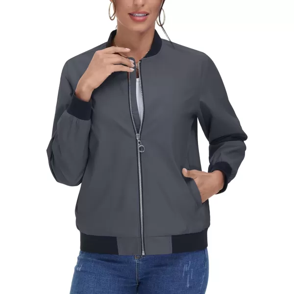 TACVASEN Women's Casual Bomber Jacket Lightweight Windbreaker Jackets Windproof Spring Fall Jackets with Pockets