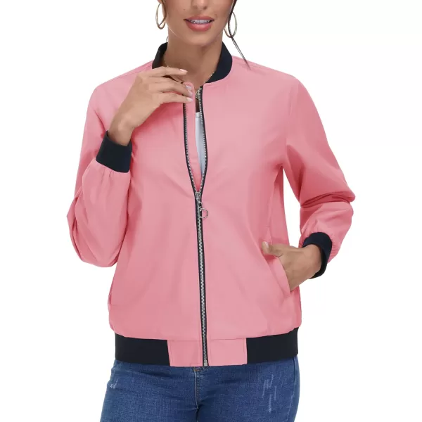 TACVASEN Women's Casual Bomber Jacket Lightweight Windbreaker Jackets Windproof Spring Fall Jackets with Pockets