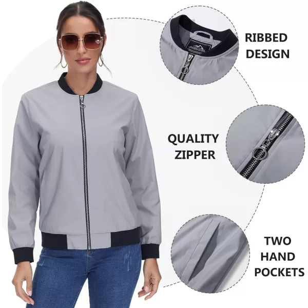TACVASEN Women's Casual Bomber Jacket Lightweight Windbreaker Jackets Windproof Spring Fall Jackets with Pockets