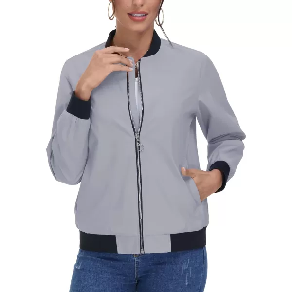TACVASEN Women's Casual Bomber Jacket Lightweight Windbreaker Jackets Windproof Spring Fall Jackets with Pockets