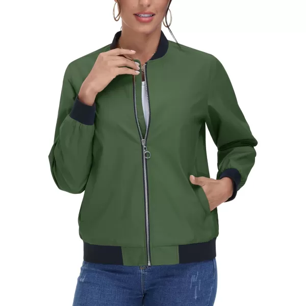 TACVASEN Women's Casual Bomber Jacket Lightweight Windbreaker Jackets Windproof Spring Fall Jackets with Pockets