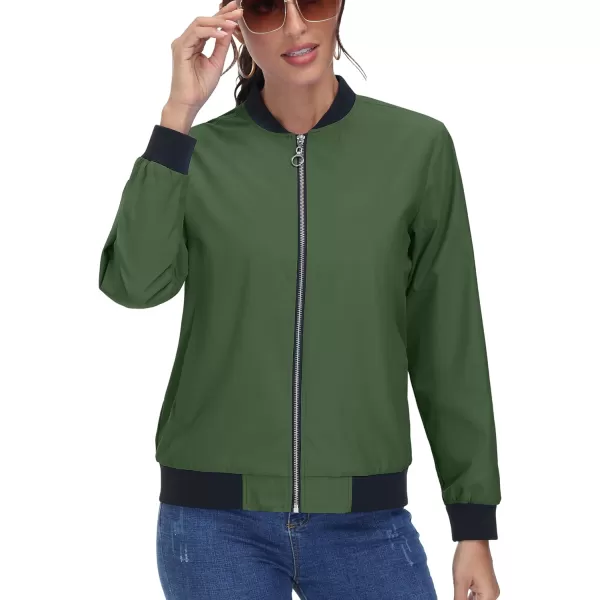 TACVASEN Women's Casual Bomber Jacket Lightweight Windbreaker Jackets Windproof Spring Fall Jackets with Pockets