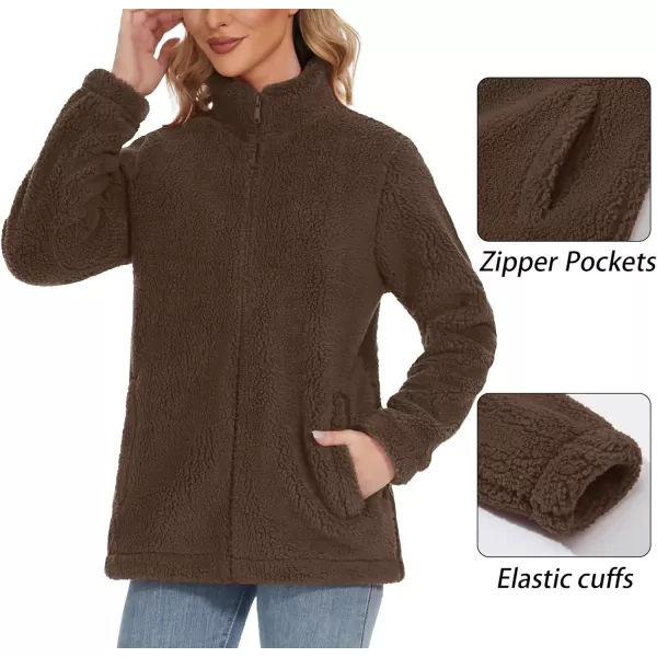 TACVASEN Women's Sherpa Fleece Jacket Full Zip Fuzzy Winter Warm Casual Coats Long Sleeve Soft Thickened Outerwear