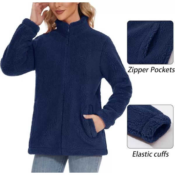 TACVASEN Women's Sherpa Fleece Jacket Full Zip Fuzzy Winter Warm Casual Coats Long Sleeve Soft Thickened Outerwear