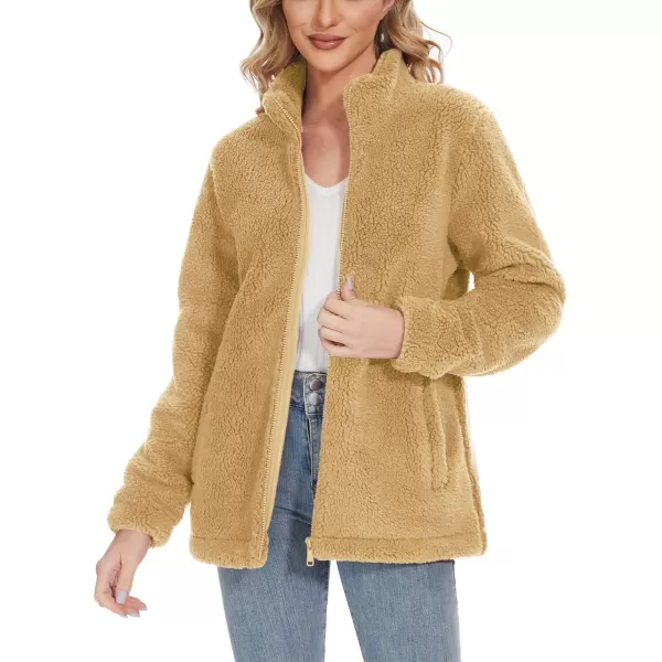 TACVASEN Women's Sherpa Fleece Jacket Full Zip Fuzzy Winter Warm Casual Coats Long Sleeve Soft Thickened Outerwear