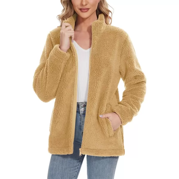 TACVASEN Women's Sherpa Fleece Jacket Full Zip Fuzzy Winter Warm Casual Coats Long Sleeve Soft Thickened Outerwear