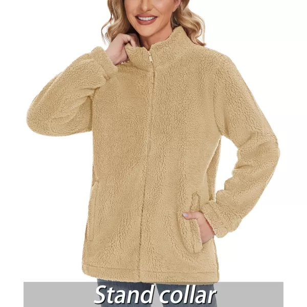 TACVASEN Women's Sherpa Fleece Jacket Full Zip Fuzzy Winter Warm Casual Coats Long Sleeve Soft Thickened Outerwear