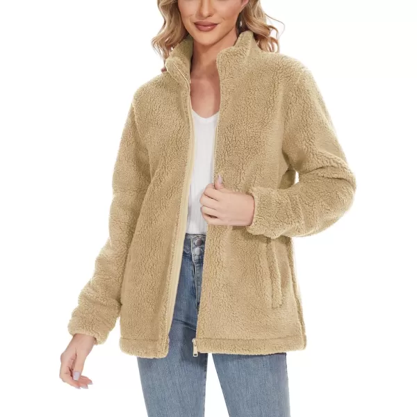 TACVASEN Women's Sherpa Fleece Jacket Full Zip Fuzzy Winter Warm Casual Coats Long Sleeve Soft Thickened Outerwear