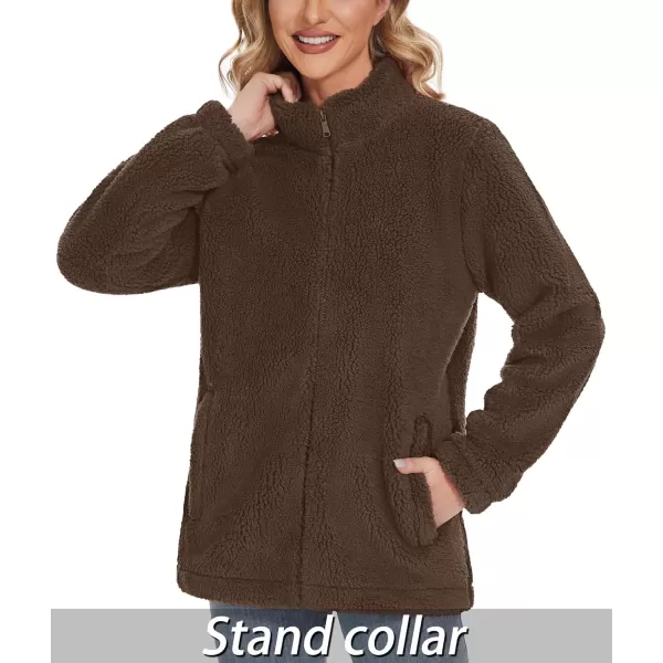 TACVASEN Women's Sherpa Fleece Jacket Full Zip Fuzzy Winter Warm Casual Coats Long Sleeve Soft Thickened Outerwear