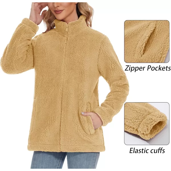 TACVASEN Women's Sherpa Fleece Jacket Full Zip Fuzzy Winter Warm Casual Coats Long Sleeve Soft Thickened Outerwear