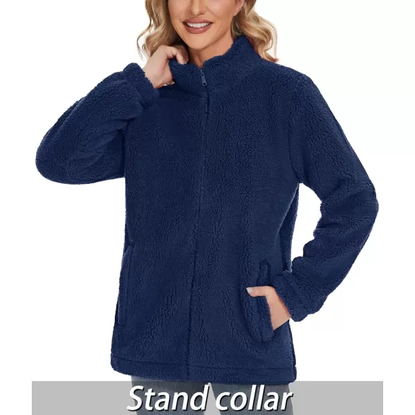 TACVASEN Women's Sherpa Fleece Jacket Full Zip Fuzzy Winter Warm Casual Coats Long Sleeve Soft Thickened Outerwear