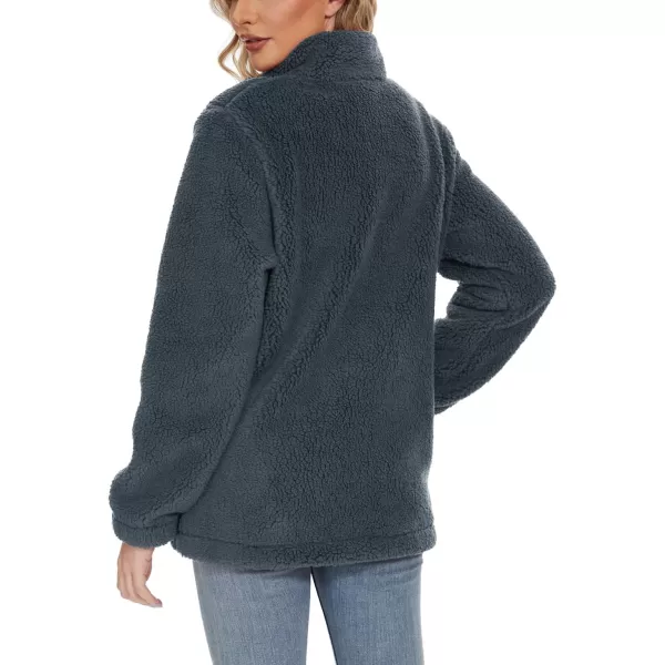 TACVASEN Women's Sherpa Fleece Jacket Full Zip Fuzzy Winter Warm Casual Coats Long Sleeve Soft Thickened Outerwear