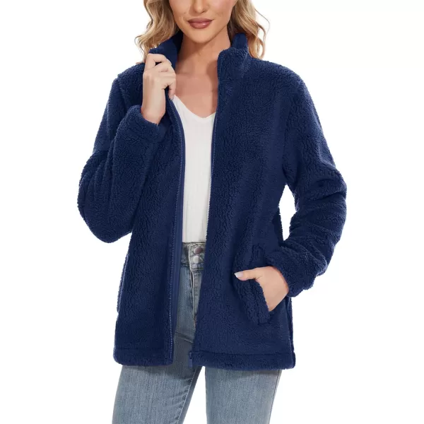 TACVASEN Women's Sherpa Fleece Jacket Full Zip Fuzzy Winter Warm Casual Coats Long Sleeve Soft Thickened Outerwear