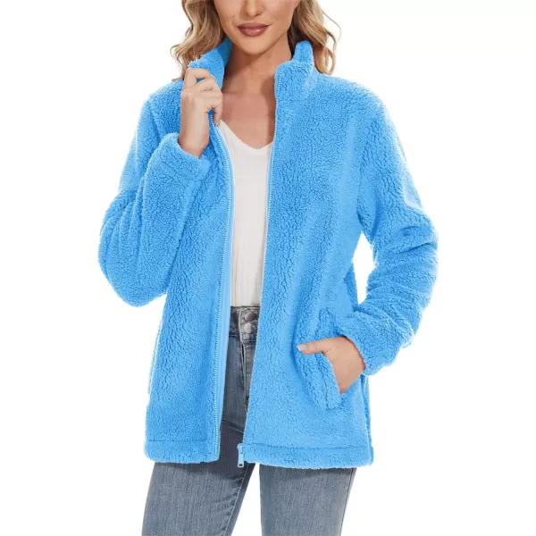 TACVASEN Women's Sherpa Fleece Jacket Full Zip Fuzzy Winter Warm Casual Coats Long Sleeve Soft Thickened Outerwear