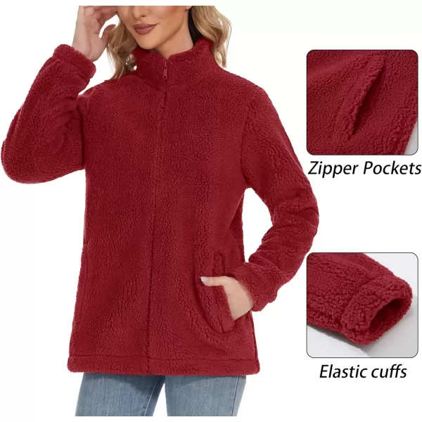 TACVASEN Women's Sherpa Fleece Jacket Full Zip Fuzzy Winter Warm Casual Coats Long Sleeve Soft Thickened Outerwear