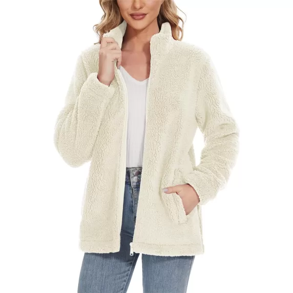 TACVASEN Women's Sherpa Fleece Jacket Full Zip Fuzzy Winter Warm Casual Coats Long Sleeve Soft Thickened Outerwear