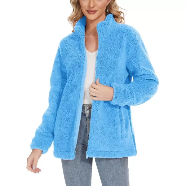 TACVASEN Women's Sherpa Fleece Jacket Full Zip Fuzzy Winter Warm Casual Coats Long Sleeve Soft Thickened Outerwear