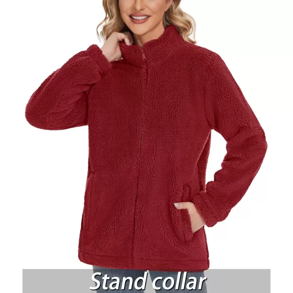 TACVASEN Women's Sherpa Fleece Jacket Full Zip Fuzzy Winter Warm Casual Coats Long Sleeve Soft Thickened Outerwear