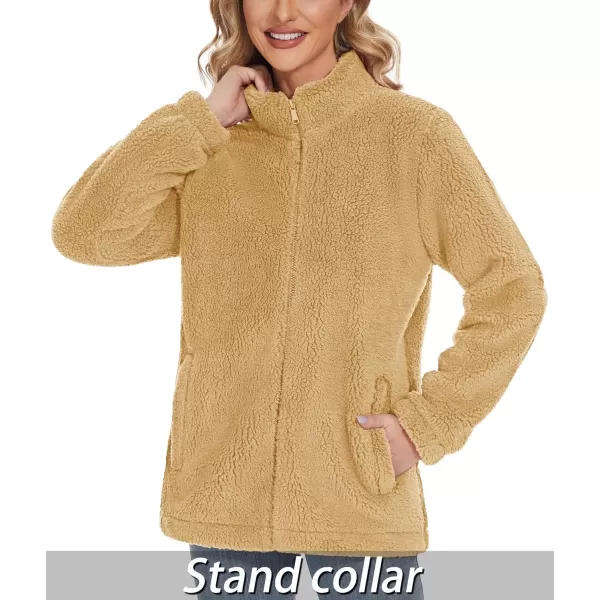 TACVASEN Women's Sherpa Fleece Jacket Full Zip Fuzzy Winter Warm Casual Coats Long Sleeve Soft Thickened Outerwear