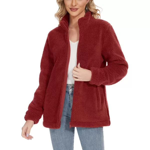 TACVASEN Women's Sherpa Fleece Jacket Full Zip Fuzzy Winter Warm Casual Coats Long Sleeve Soft Thickened Outerwear