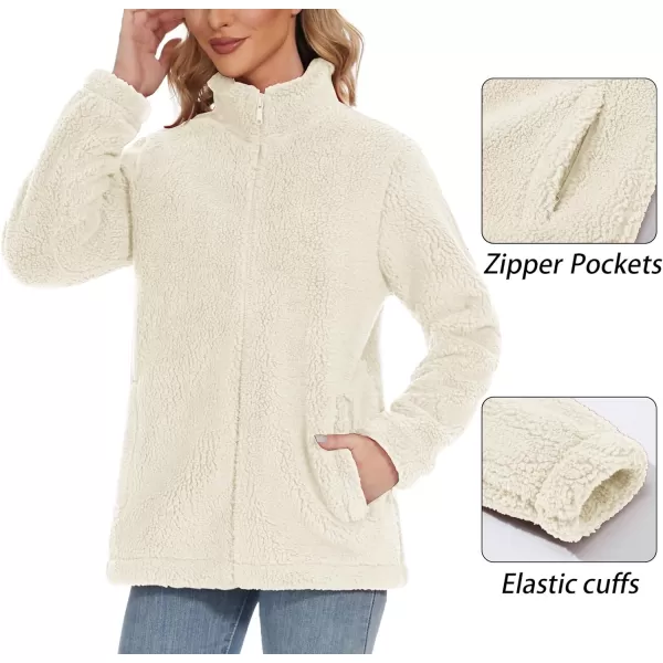 TACVASEN Women's Sherpa Fleece Jacket Full Zip Fuzzy Winter Warm Casual Coats Long Sleeve Soft Thickened Outerwear