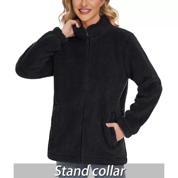 TACVASEN Women's Sherpa Fleece Jacket Full Zip Fuzzy Winter Warm Casual Coats Long Sleeve Soft Thickened Outerwear