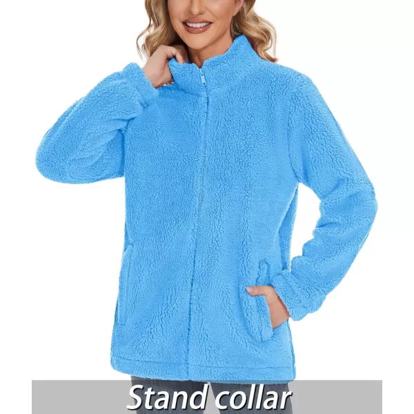 TACVASEN Women's Sherpa Fleece Jacket Full Zip Fuzzy Winter Warm Casual Coats Long Sleeve Soft Thickened Outerwear