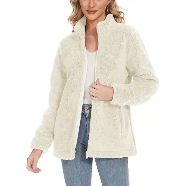 TACVASEN Women's Sherpa Fleece Jacket Full Zip Fuzzy Winter Warm Casual Coats Long Sleeve Soft Thickened Outerwear