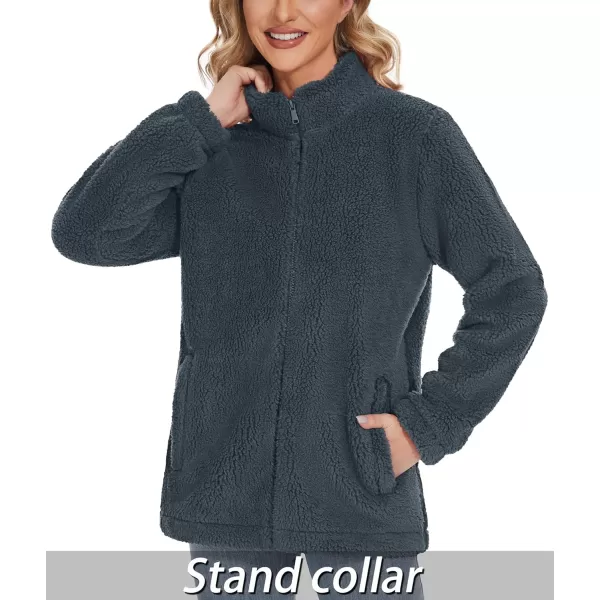TACVASEN Women's Sherpa Fleece Jacket Full Zip Fuzzy Winter Warm Casual Coats Long Sleeve Soft Thickened Outerwear