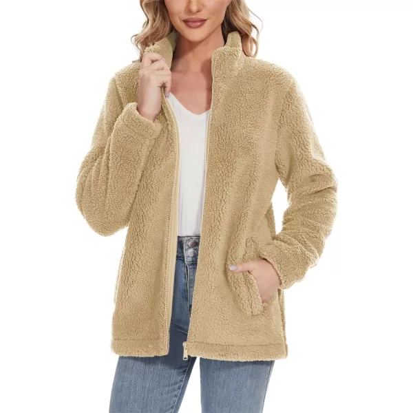 TACVASEN Women's Sherpa Fleece Jacket Full Zip Fuzzy Winter Warm Casual Coats Long Sleeve Soft Thickened Outerwear