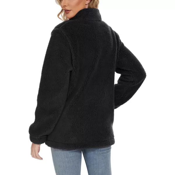 TACVASEN Women's Sherpa Fleece Jacket Full Zip Fuzzy Winter Warm Casual Coats Long Sleeve Soft Thickened Outerwear