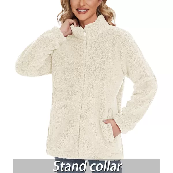 TACVASEN Women's Sherpa Fleece Jacket Full Zip Fuzzy Winter Warm Casual Coats Long Sleeve Soft Thickened Outerwear