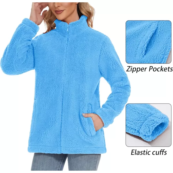 TACVASEN Women's Sherpa Fleece Jacket Full Zip Fuzzy Winter Warm Casual Coats Long Sleeve Soft Thickened Outerwear