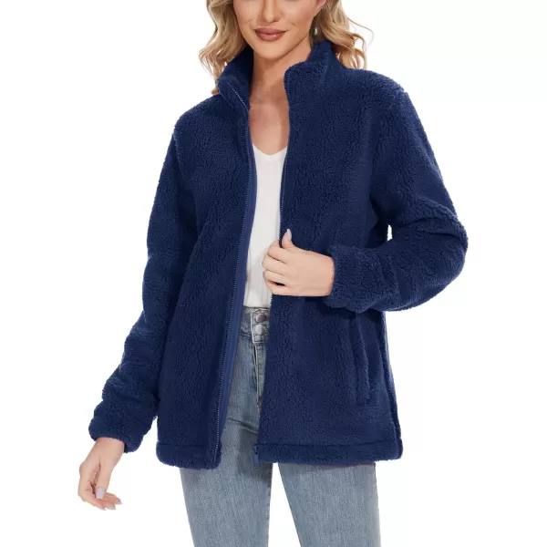 TACVASEN Women's Sherpa Fleece Jacket Full Zip Fuzzy Winter Warm Casual Coats Long Sleeve Soft Thickened Outerwear
