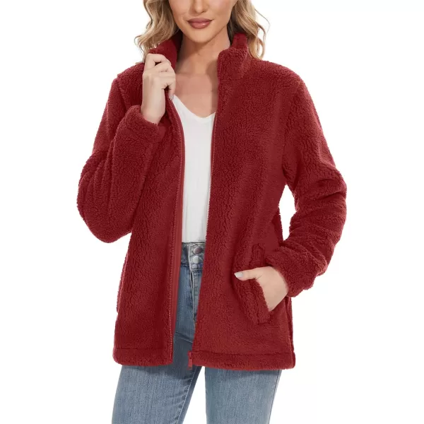 TACVASEN Women's Sherpa Fleece Jacket Full Zip Fuzzy Winter Warm Casual Coats Long Sleeve Soft Thickened Outerwear