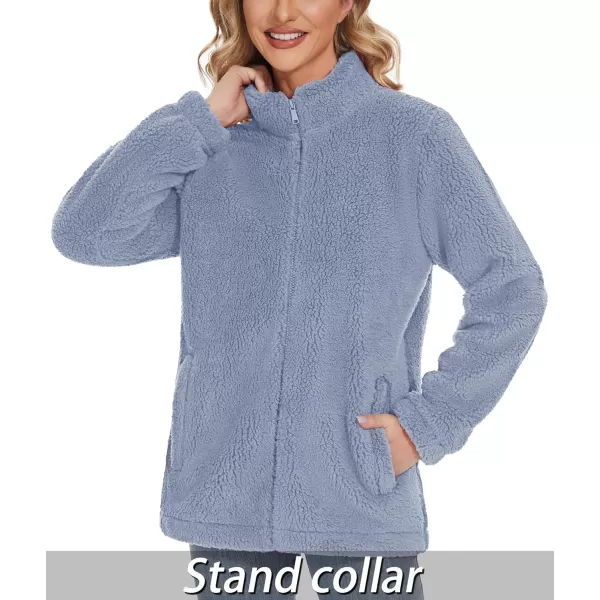 TACVASEN Women's Sherpa Fleece Jacket Full Zip Fuzzy Winter Warm Casual Coats Long Sleeve Soft Thickened Outerwear