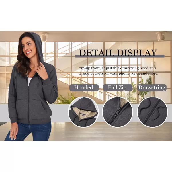 TACVASEN Women's Zip Up Hoodies Sherpa Fleece Lined Jacket for Women Winter Long Sleeve Sweatshirt with Pockets
