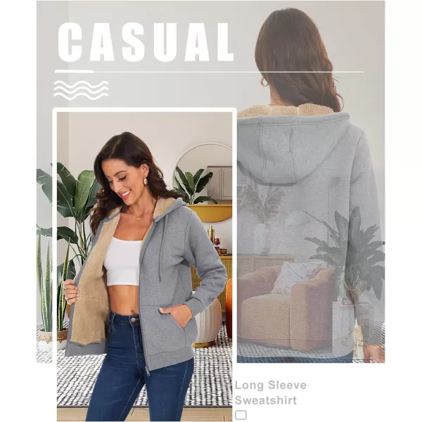TACVASEN Women's Zip Up Hoodies Sherpa Fleece Lined Jacket for Women Winter Long Sleeve Sweatshirt with Pockets