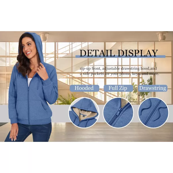 TACVASEN Women's Zip Up Hoodies Sherpa Fleece Lined Jacket for Women Winter Long Sleeve Sweatshirt with Pockets