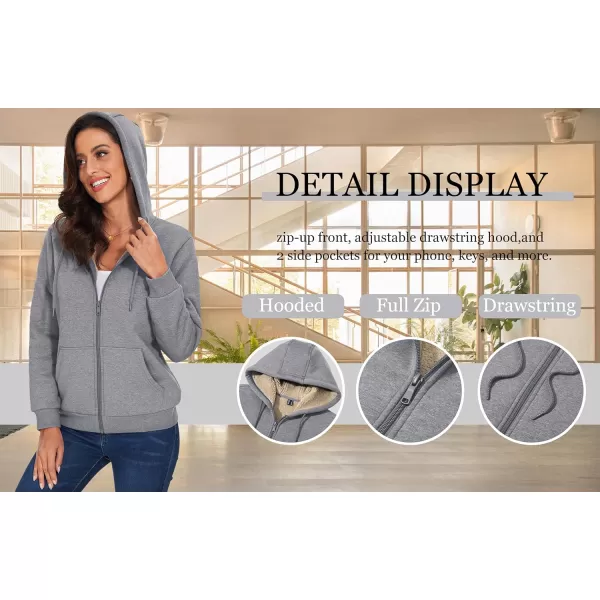 TACVASEN Women's Zip Up Hoodies Sherpa Fleece Lined Jacket for Women Winter Long Sleeve Sweatshirt with Pockets