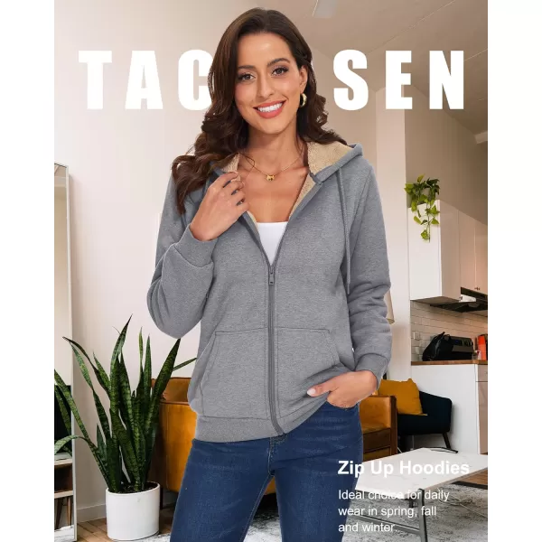 TACVASEN Women's Zip Up Hoodies Sherpa Fleece Lined Jacket for Women Winter Long Sleeve Sweatshirt with Pockets