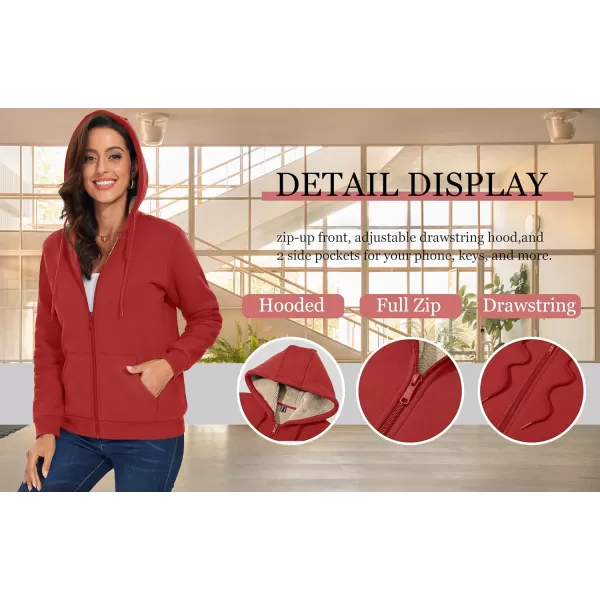 TACVASEN Women's Zip Up Hoodies Sherpa Fleece Lined Jacket for Women Winter Long Sleeve Sweatshirt with Pockets