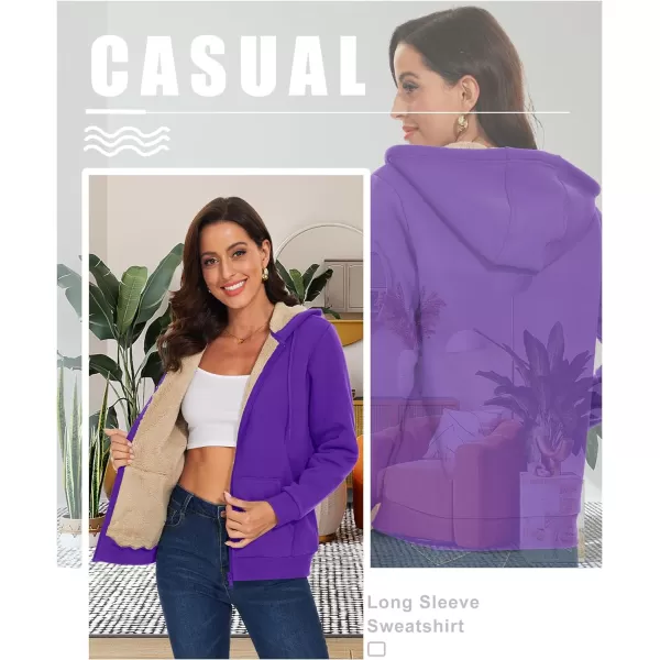 TACVASEN Women's Zip Up Hoodies Sherpa Fleece Lined Jacket for Women Winter Long Sleeve Sweatshirt with Pockets