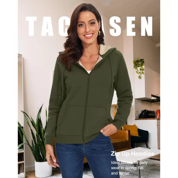 TACVASEN Women's Zip Up Hoodies Sherpa Fleece Lined Jacket for Women Winter Long Sleeve Sweatshirt with Pockets