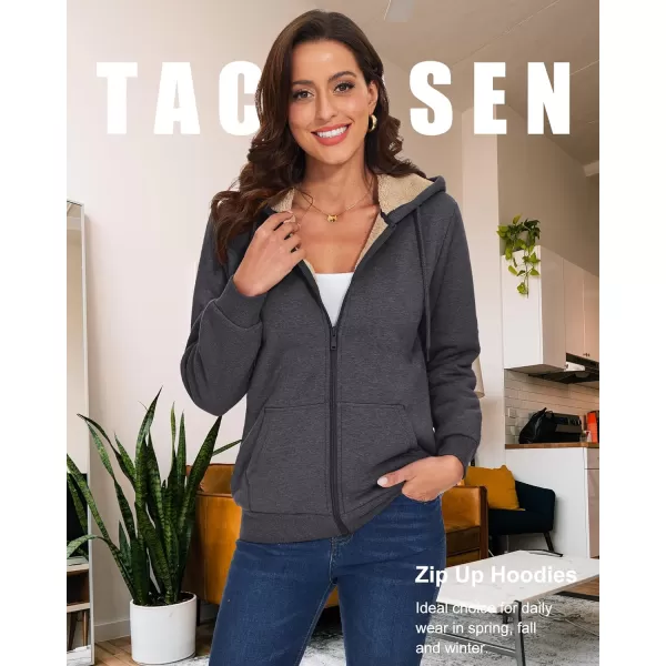 TACVASEN Women's Zip Up Hoodies Sherpa Fleece Lined Jacket for Women Winter Long Sleeve Sweatshirt with Pockets