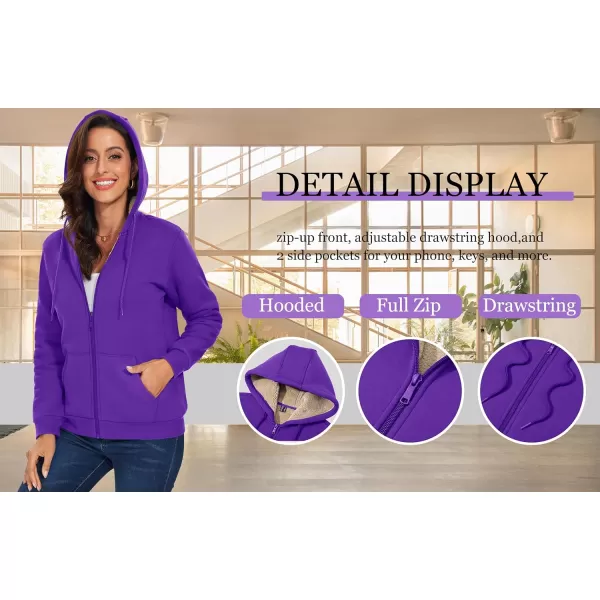 TACVASEN Women's Zip Up Hoodies Sherpa Fleece Lined Jacket for Women Winter Long Sleeve Sweatshirt with Pockets