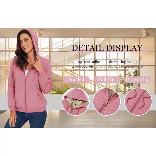 TACVASEN Women's Zip Up Hoodies Sherpa Fleece Lined Jacket for Women Winter Long Sleeve Sweatshirt with Pockets