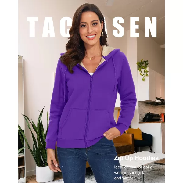 TACVASEN Women's Zip Up Hoodies Sherpa Fleece Lined Jacket for Women Winter Long Sleeve Sweatshirt with Pockets