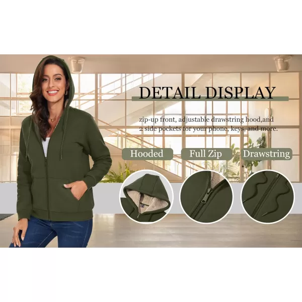 TACVASEN Women's Zip Up Hoodies Sherpa Fleece Lined Jacket for Women Winter Long Sleeve Sweatshirt with Pockets