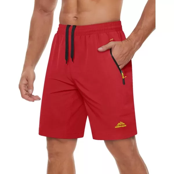 TACVASEN Men's Shorts Quick Dry Breathable Running Workout Jogging Shorts Gym Training Shorts with 3 Zipper Pockets
